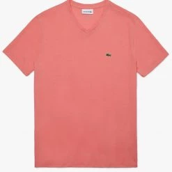 Lacoste T-Shirt - V-Neck Pima Cotton Jersey - Pink-F9C - TH6710 Shop All