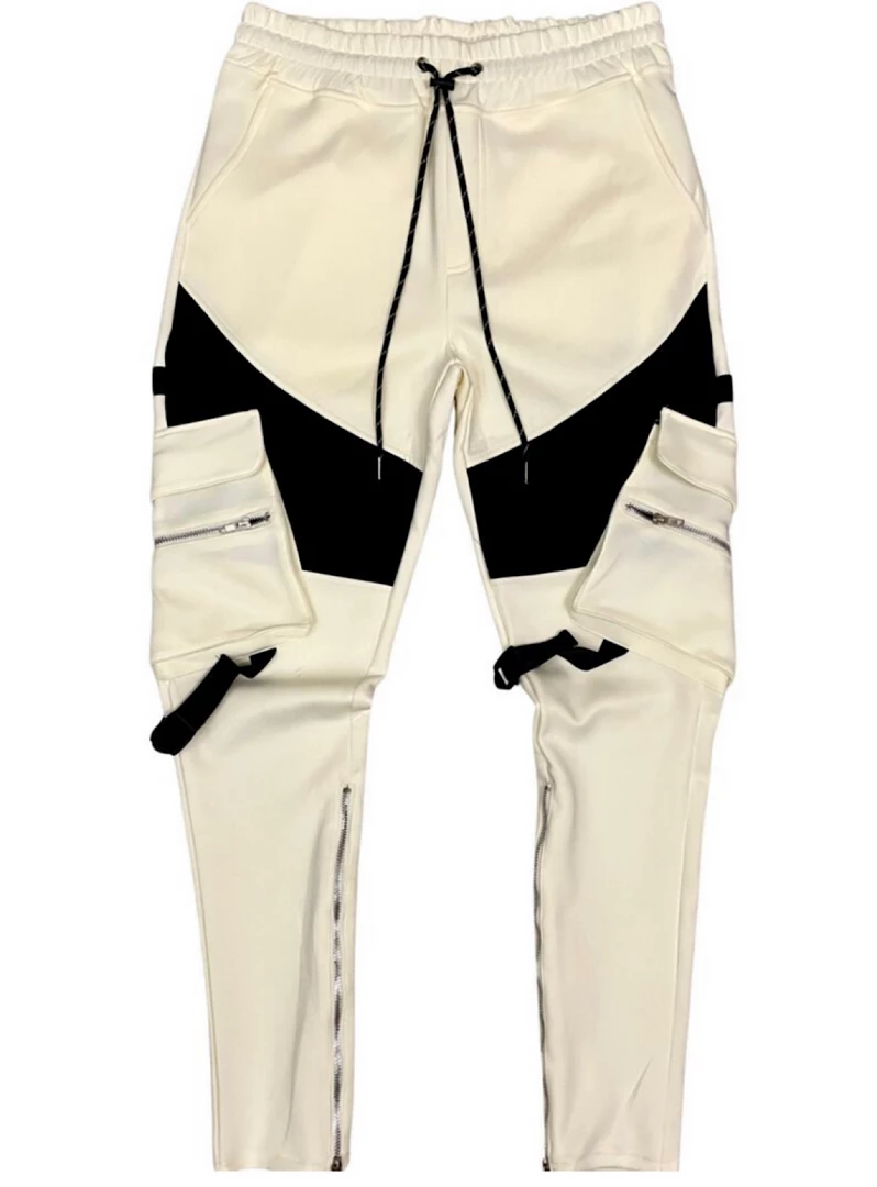 Shop All Motive Denim Track Pants - Biker Cargo - Natural And Black - MT103 1 Shop All Motive Denim Track Pants - Biker Cargo - Natural And Black - MT103