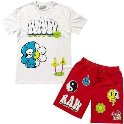 Rawyalty Short Set - Smiley - White And Red