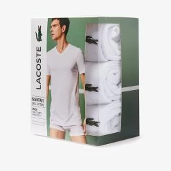 Lacoste T-Shirt - V-Neck Slim Fit 3-Pack - White - TH3374 Shop All
