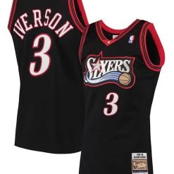 Shop All Mitchell & Ness Jersey - Philadelphia Sixers Iverson 3 - Black - SMJYGS18201