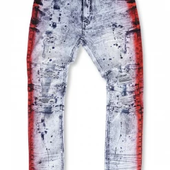Makobi Jeans - Spray Paint - Light Wash With Red - M1938 Shop All