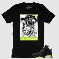Rich & Rugged T-Shirt - Pray For Keeps - Black And Lime - RRPFK-BLK2