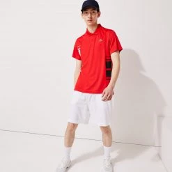 Shop All Lacoste T-Shirt - Color-Block Polo - Red And White - DH0866