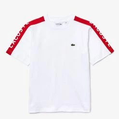 Lacoste Kids T-Shirt - Crewneck Lettered Band - White - TJ2659