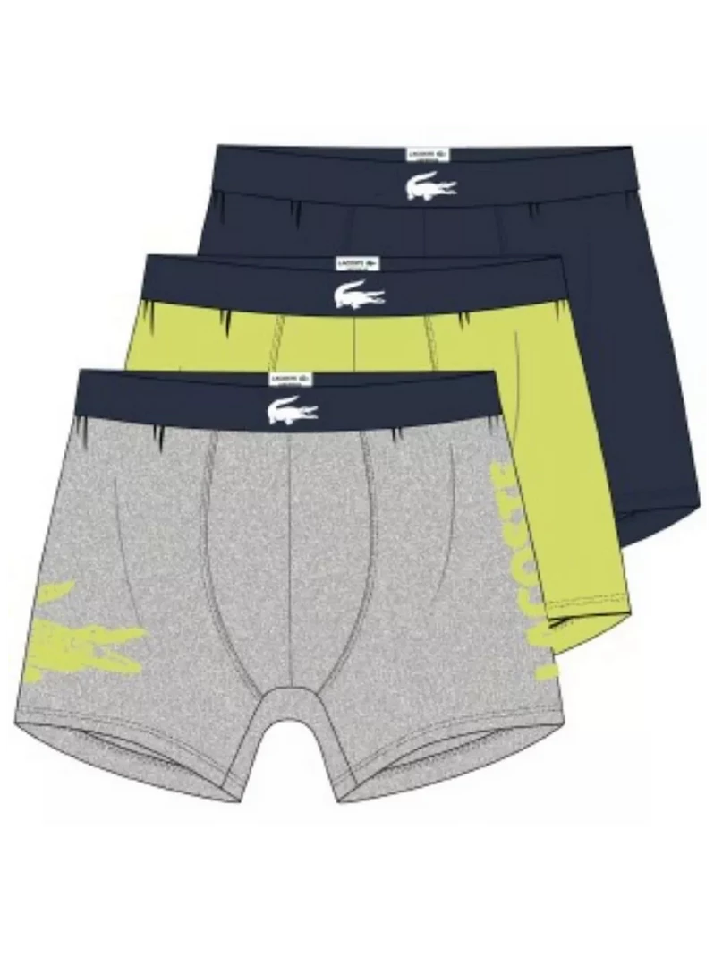 Lacoste Underwear - Casual Stretch Briefs 3-Pack - Navy Blue With Grey And Yellow Lime - 6H9844-51 S3U 1 Lacoste Underwear - Casual Stretch Briefs 3-Pack - Navy Blue With Grey And Yellow Lime - 6H9844-51 S3U
