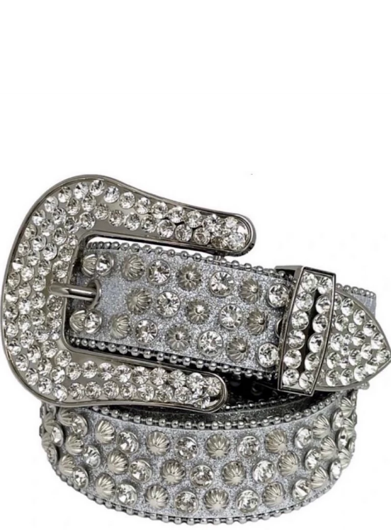 Shop All Karma Belt - Glitter - Grey With Silver Stones - Style 17 1 Shop All Karma Belt - Glitter - Grey With Silver Stones - Style 17