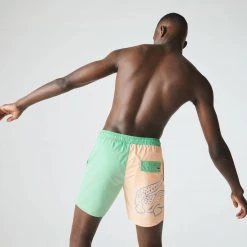 Lacoste Swim Trunks - Patterned - Light Orange And Green - MH9397 51 F6L