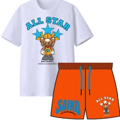 Saiko Short Set - All Star - White With Orange And Blue Shop All