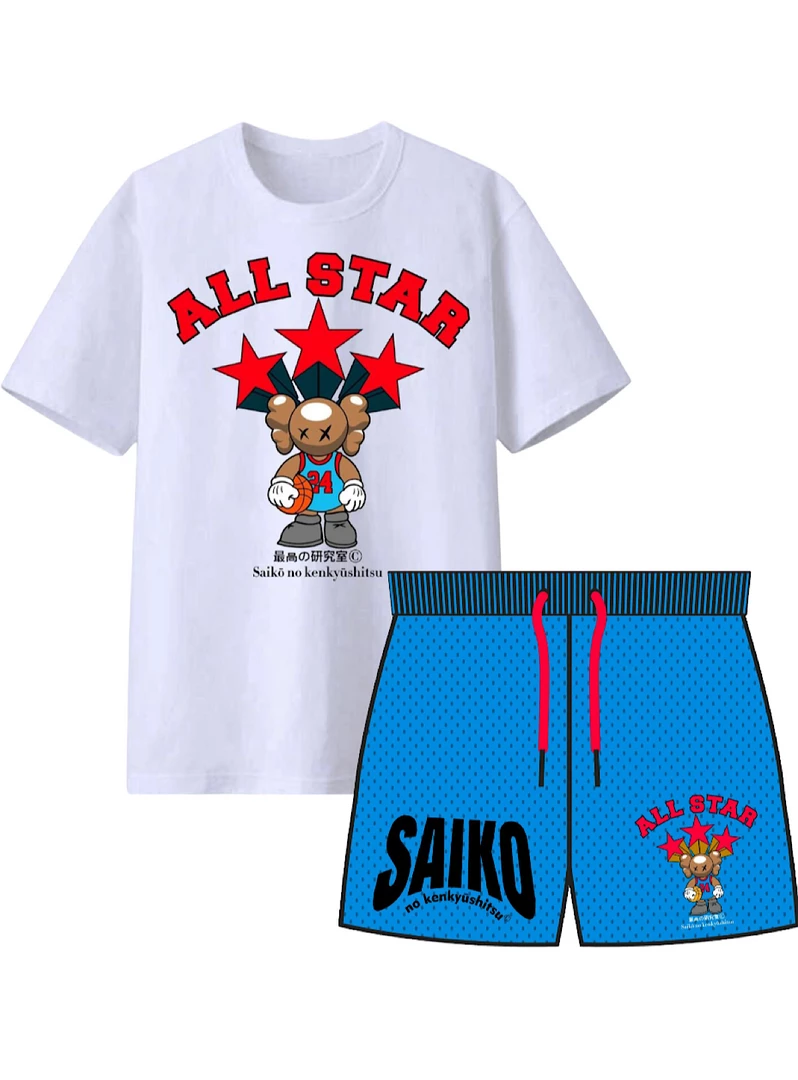 Shop All Saiko Short Set - All Star - White With Blue And Red 1 Shop All Saiko Short Set - All Star - White With Blue And Red