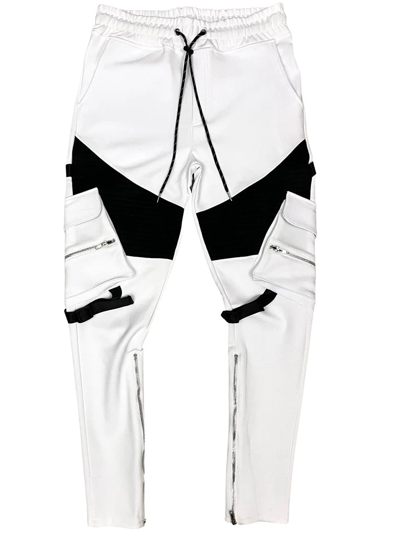 Shop All Motive Denim Track Pants - Biker Cargo - White - MT103 1 Shop All Motive Denim Track Pants - Biker Cargo - White - MT103