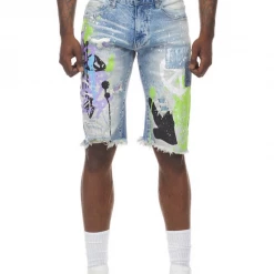 Smoke Rise Shorts - Graffiti - CANLBL Light Blue And Lime - SJS21289 Shop All