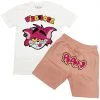 Rawyalty Short Set - Vida Loca - White And Pink With Peach