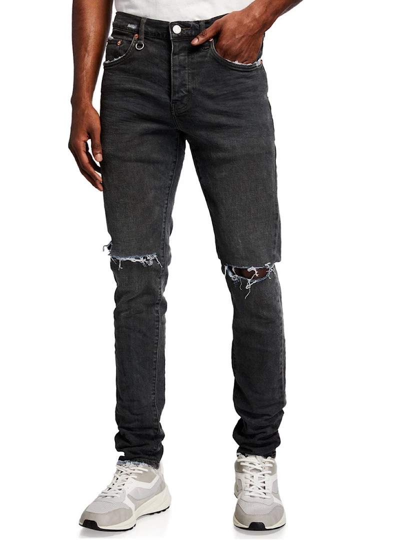 Purple-Brand Jeans - Ripped Knees - Grey Wash - P001 1 Purple-Brand Jeans - Ripped Knees - Grey Wash - P001
