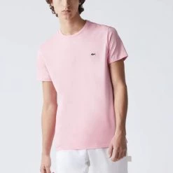 Lacoste T-Shirt - Crewneck Pima Cotton Jersey - Pink-7SY - TH6709 3 Lacoste T-Shirt - Crewneck Pima Cotton Jersey - Pink-7SY - TH6709