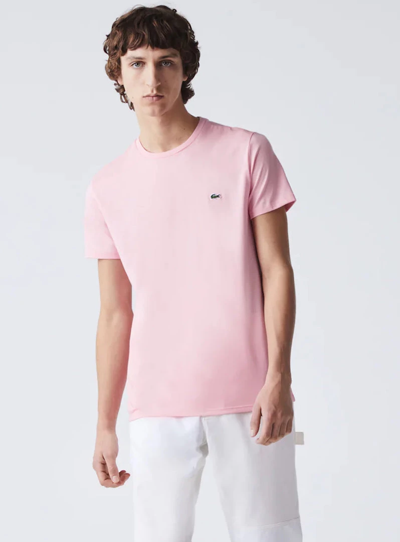 Lacoste T-Shirt - Crewneck Pima Cotton Jersey - Pink-7SY - TH6709 2 Lacoste T-Shirt - Crewneck Pima Cotton Jersey - Pink-7SY - TH6709