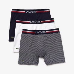Lacoste Underwear - Iconic Stretch Briefs 3-Pack - Navy Blue And White - 6H3377-51 525