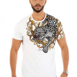 Shop All George V T-Shirt - Chain Cheetah - White - GV-2350