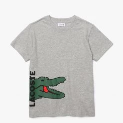 Lacoste Kids T-Shirt - Big Green Croc - Grey - TJ6847