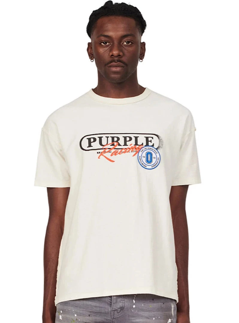 PURPLE-BRAND Purple Brand T-Shirt - Higher Power - Ecru - P101-HPE Shop All 1 PURPLE-BRAND Purple Brand T-Shirt - Higher Power - Ecru - P101-HPE Shop All