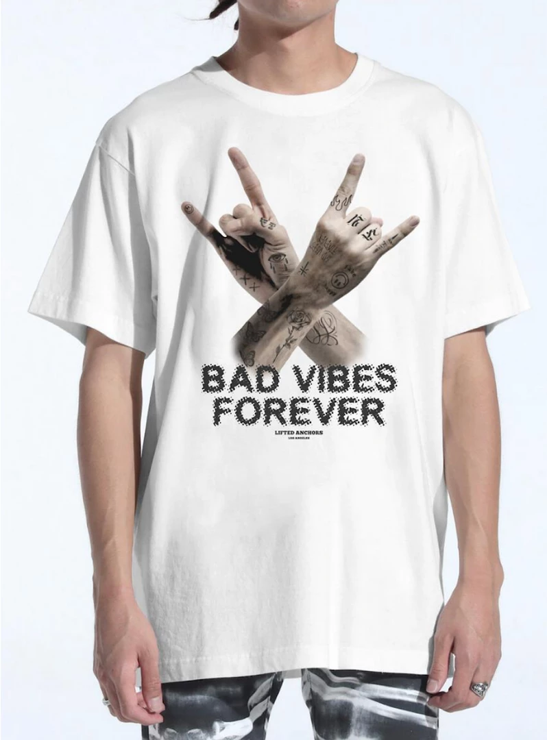 Lifted Anchors T-Shirt - Bad Vibes - White - LAFA21-12 1 Lifted Anchors T-Shirt - Bad Vibes - White - LAFA21-12