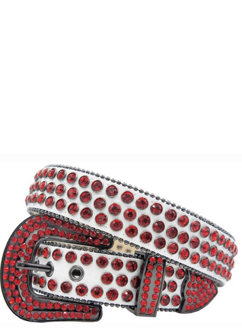 Shop All Karma Belt - Alligator - White With Red Stones - Style 11 1 Shop All Karma Belt - Alligator - White With Red Stones - Style 11
