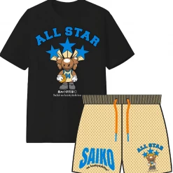 Saiko Short Set - All Star - Black With Beige And Blue Shop All