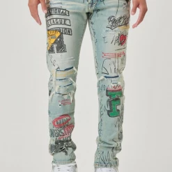 First Row Jeans - Graffiti - Light Sand Tint - FRD2211