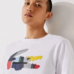 Lacoste T-Shirt - Patchwork Crocodile - White - TH0822 Shop All
