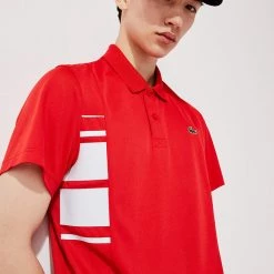 Shop All Lacoste T-Shirt - Color-Block Polo - Red And White - DH0866