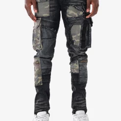 Shop All Copper Rivet Jeans - Rip & Camo Repair - Black And Camo - 133037