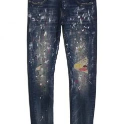 Purple-Brand Jeans - Stitches And Paint - Dark Blue And Multi - P001