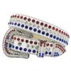 DNA Belt - Stones - White Leather With Red Blue And White Stones Shop All