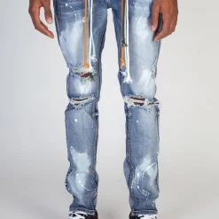 KDNK Jeans - Multi String Belt With White Splatter - Medium Blue - KND4290