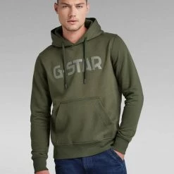 G-Star Hoodie - Hooded Sweater - Dark Bronze Green - D20508 Shop All