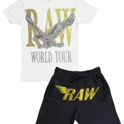 New Arrivals Rawyalty Short Set - Eagle Stones - Yellow And White