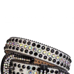Karma Belt - Alligator - Beige With Black & AB Crystals - Style 9 Shop All