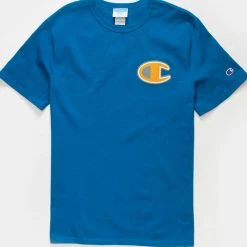 Champion T-Shirt - Infused Felt Logo Heritage - Ocean