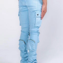 Pheelings Jeans - Never Look Back Cargo Flare Stacked - Sky Blue - PH-SS22-78