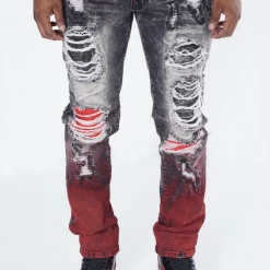 Shop All Frost Originals Jeans - Shredded - Black Wash With Red - F1765
