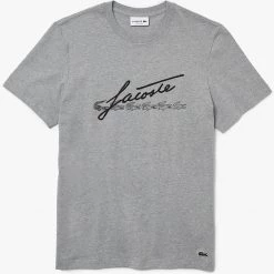 Lacoste T-Shirt - Signature Logo - Grey Chine - TH2054