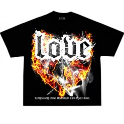 L.O.V.E Apparel T-Shirt - Flame Heart - Black Shop All