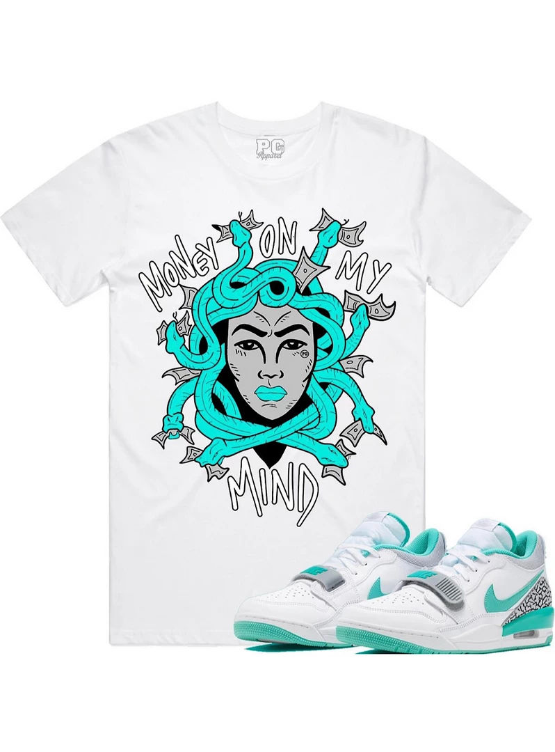 PG Apparel T-Shirt - Medusa - White And Teal Shop All 1 PG Apparel T-Shirt - Medusa - White And Teal Shop All