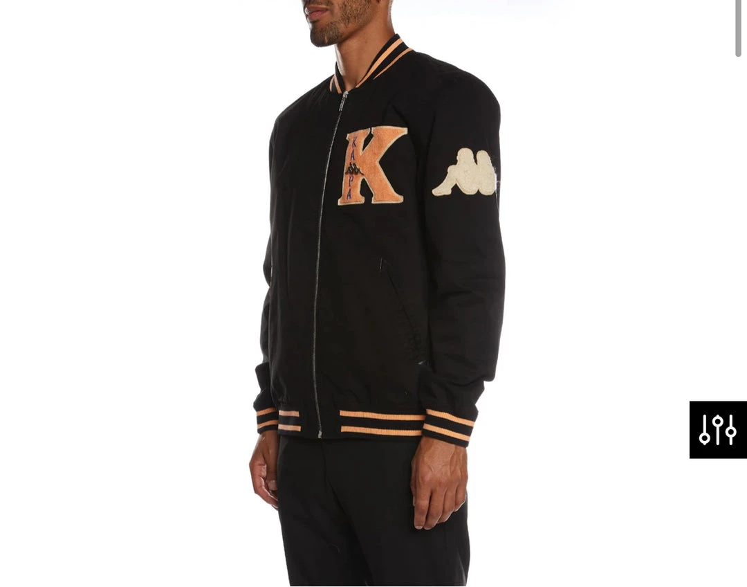 Kappa Jacket - Authentic Klaus Bomber - Black With Orange And Blue - 331326W 2 Kappa Jacket - Authentic Klaus Bomber - Black With Orange And Blue - 331326W