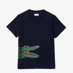 Lacoste Kids T-Shirt - Big Green Croc - Navy - TJ6847