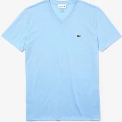 Lacoste T-Shirt - V-Neck Pima Cotton Jersey - Blue-HBP - TH6710
