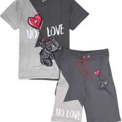 Retro Label Short Set - No Love 4'S - Grey And Red Shop All