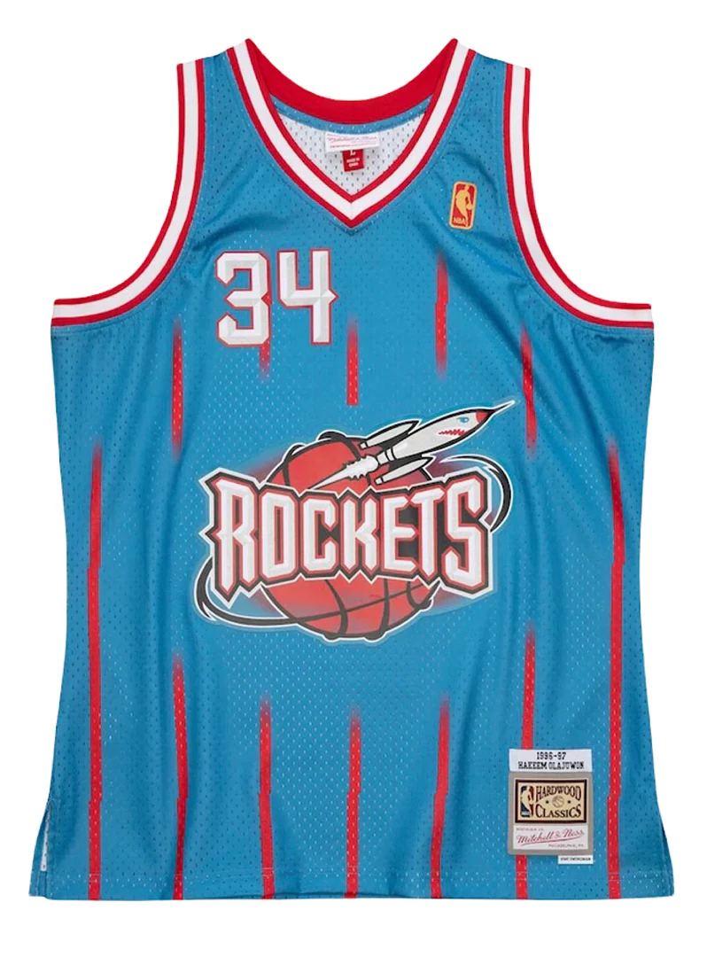 Mitchell & Ness Jersey - Houston Rockets Hakeem Olajuwon - Blue And Red - SMJYGS20080 1 Mitchell & Ness Jersey - Houston Rockets Hakeem Olajuwon - Blue And Red - SMJYGS20080