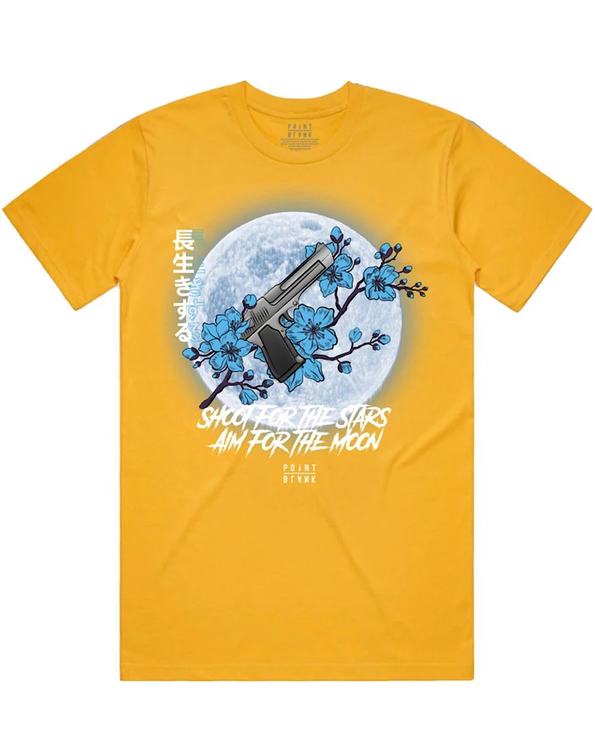 Point Blank T-Shirt - Aim For The Moon - Gold Shop All 1 Point Blank T-Shirt - Aim For The Moon - Gold Shop All