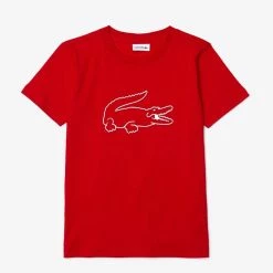 Lacoste Kids T-Shirt - Big Croc - Red-240 - TJ6872 Shop All